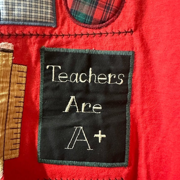 New Handcrafted Teachers Shirt Valorie’s Folk Art Appliqué, Size L - Picture 2 of 14